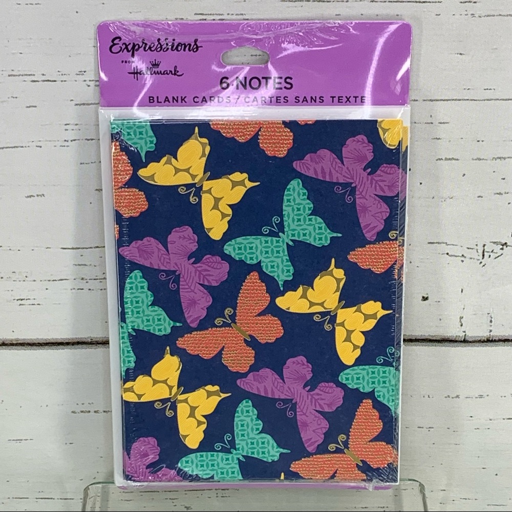 4/$14 6pk Hallmark Expressions Butterflies Note Cards Blank Inside NEW SEALED